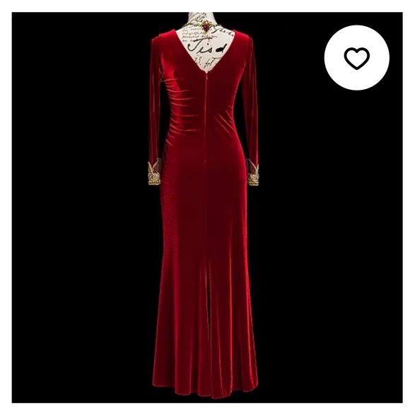 Red Velvet Dress Badgley Mischka - Picture 7 of 7